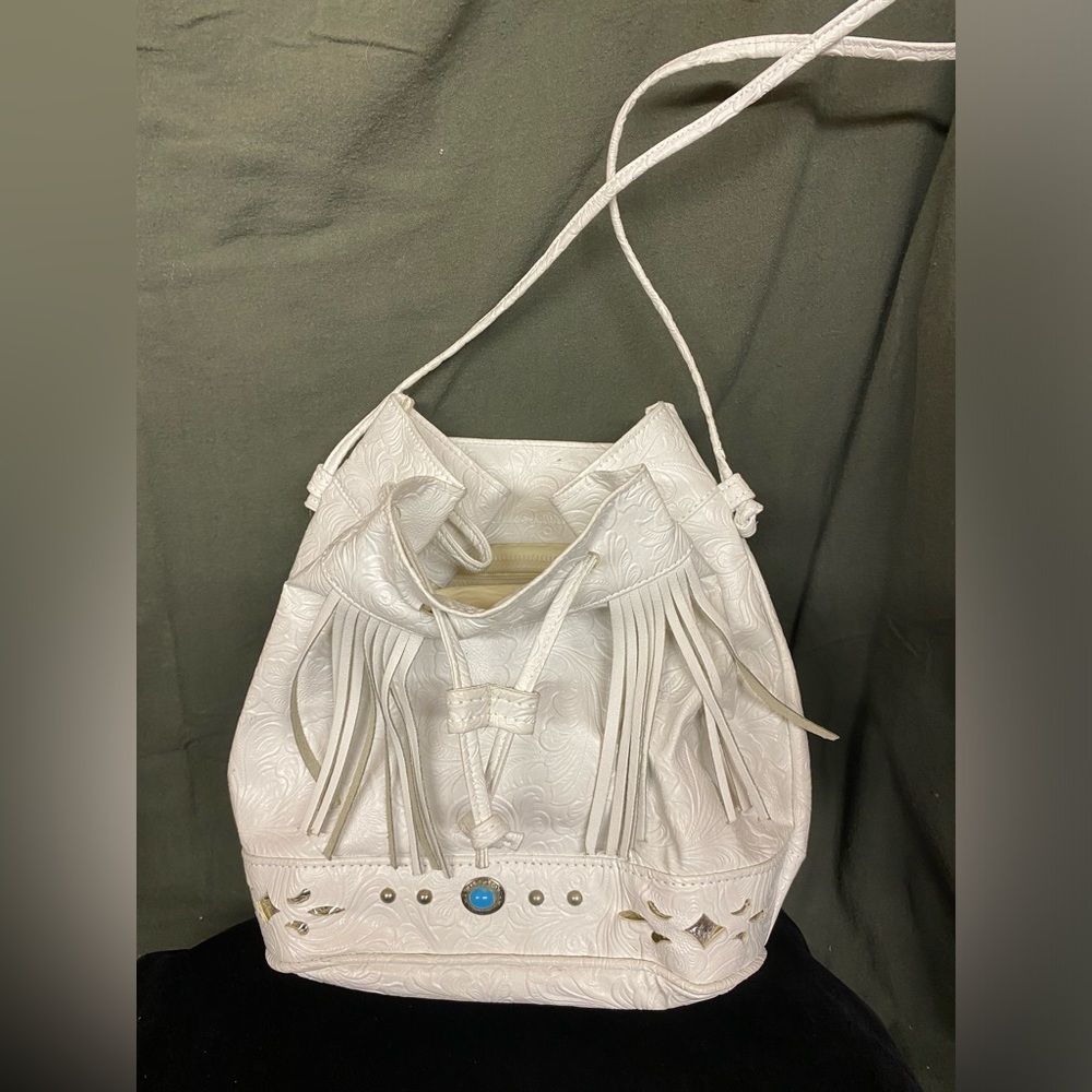 Vintage White western style cinch top purse